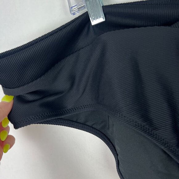 NWT J. Crew Ribbed Cross-Front Cheeky Bikini Bottom Black Plus Size 3X NEW - Picture 2 of 10